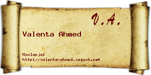 Valenta Ahmed névjegykártya